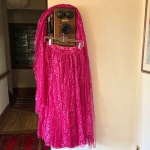 Hand stitched Belly dancing skirt and scarf hot pink